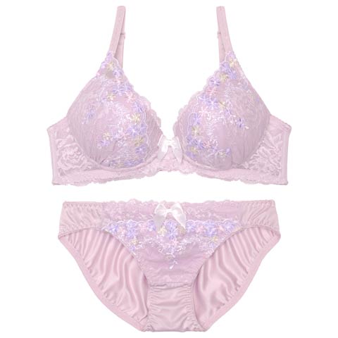 7/23新作!ガーリーマルチフルールブラジャー&フルバックショーツ[推し][人気](パープル-A70/ショーツM)