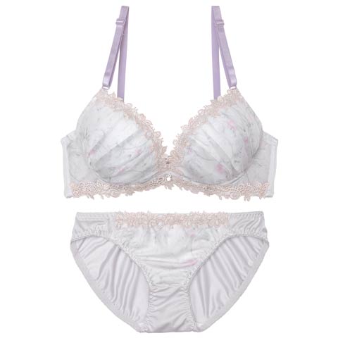 8/29新作!ケミカルアイビーフローラルブラジャー&フルバックショーツ[推し][人気](グレー-A70/ショーツM)