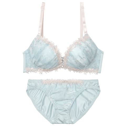 8/29新作!ケミカルアイビーフローラルブラジャー&フルバックショーツ[推し][人気](ブルー-A70/ショーツM)