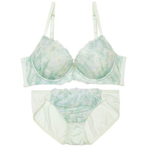 8/22新作!パステルフルールペタルブラジャー&フルバックショーツ[推し][人気](ミント-A70/ショーツM)