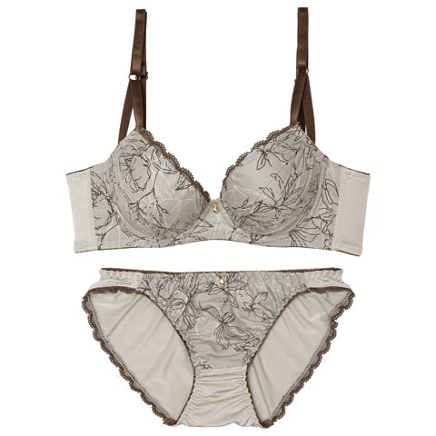 モードボタニカル育乳ブラジャー&フルバックショーツ[推し][人気](モカ-A70/ショーツM)