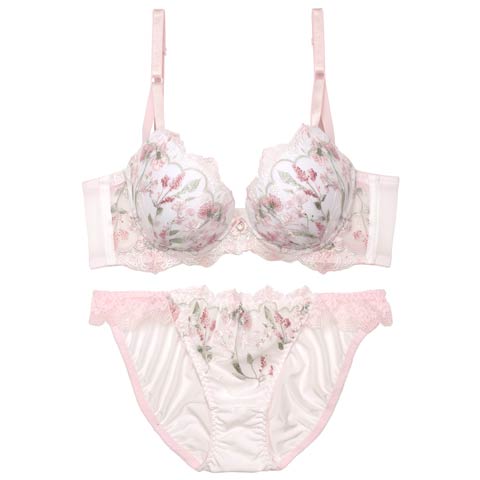 7/14新作!【EFサイズ】クラシックピュアブルーム育乳ブラジャー&フルバックショーツ[推し](ピンク-E70/ショーツM)