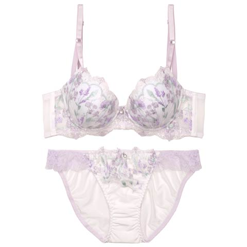 7/14新作!【EFサイズ】クラシックピュアブルーム育乳ブラジャー&フルバックショーツ[推し](パープル-E70/ショーツM)