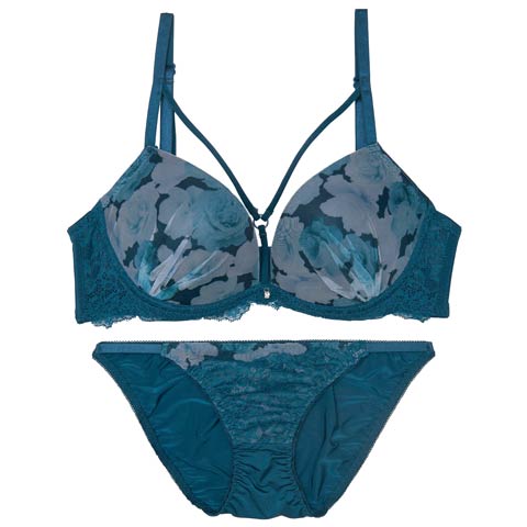 7/2新作!ミラージュコードローズブラジャー&フルバックショーツ[推し][人気](ブルー-A65/ショーツM)