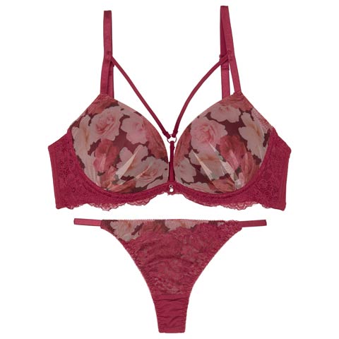 7/2新作!【Tバック】ミラージュコードローズブラジャー&Tバックショーツ[推し][人気](ワインレッド-A65/ショーツM)