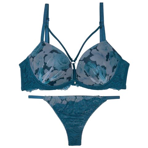 7/2新作!【Tバック】ミラージュコードローズブラジャー&Tバックショーツ[推し][人気](ブルー-A65/ショーツM)