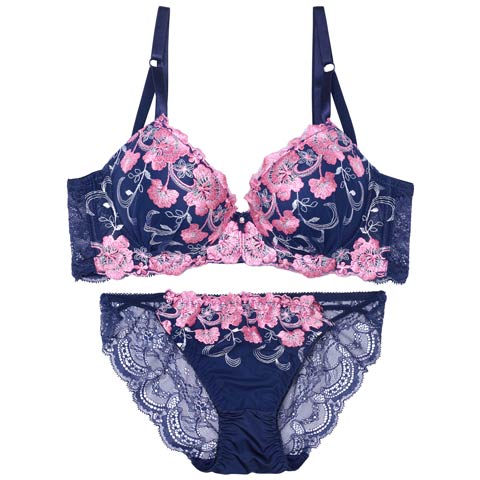 7/18新作!ミスティックビビットブルーム育乳脇高ブラジャー&バック透けフルバックショーツ[推し][人気](ピンク-A65/ショーツM)