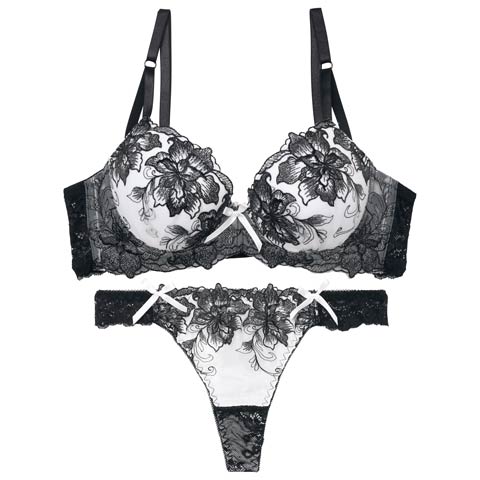 8/6新作!【三上悠亜着用】ロイヤルラメフラワー育乳ブラジャー&バック透けTバックショーツ[推し][人気](ブラック-A65/ショーツM)