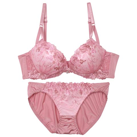 8/6新作!トゥインクルチャームフラワー育乳ブラジャー&フルバックショーツ[推し][人気](ピンク-A70/ショーツM)