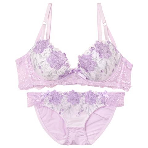 9/8新作!ロマンティックブロッサム育乳ブラジャー&フルバックショーツ[推し][人気](ラベンダー-A70/ショーツM)