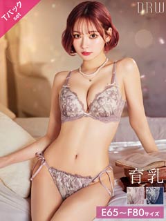 4/1再販!【EFサイズ】【Tバック】ダスティジュエルフラワー育乳脇高ブラジャー&サイド紐バック透けTバックショーツ[推し]