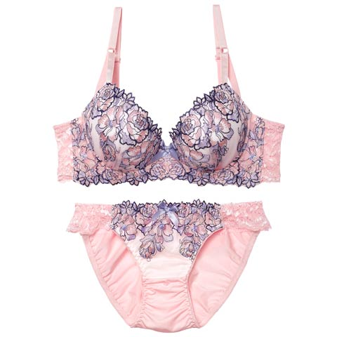 11/26新作!ロマンティックシャイニーローズ育乳脇高ブラジャー&フルバックショーツ[推し][人気](ピンク-A70/ショーツM)