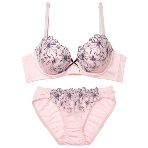 10/22新作!エレガンスブルーミング育乳ブラジャー&フルバックショーツ[推し][人気](ピンク-A70/ショーツM)
