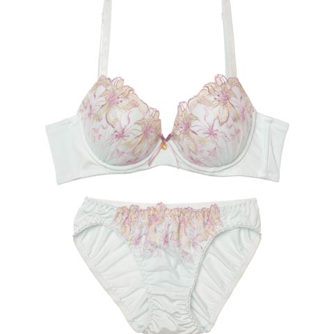 10/22新作!エレガンスブルーミング育乳ブラジャー&フルバックショーツ[推し][人気](サックス-A70/ショーツM)