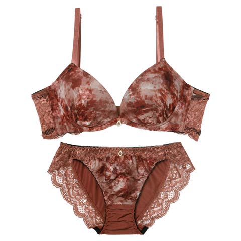 10/31新作!ニュアンスフラワーミスト育乳脇高ブラジャー&フルバックショーツ[推し][人気](ワインレッド-A70/ショーツM)