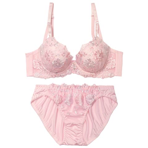 11/10新作!スウィートブロッサムパール育乳脇高ブラジャー&フルバックショーツ[推し][人気](ピンク-A70/ショーツM)