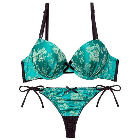 12/5新作!【Tバック】【かとゆり着用】ビビットヴィンテージボタニカルブラジャー&サイド紐バック透けTバックショーツ[推し][人気](グリーン-A65/ショーツM)
