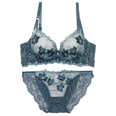 2/23新作!エレガンスシアーフルール育乳脇高ブラジャー&フルバックショーツ［激売れ］(グリーン-A65/ショーツM)