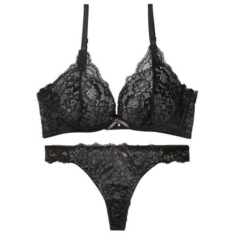 1/7新作!【EFサイズ】【Tバック】【かとゆり着用】エレガントオールレーシィ育乳脇高ブラジャー&バック透けTバックショーツ[推し](ブラック-E65/ショーツM)