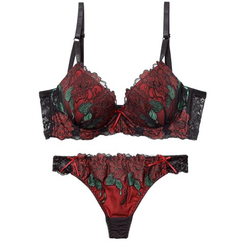 12/8新作!【Tバック】【EFサイズ】【三上悠亜着用】ゴージャスディープローズ育乳脇高ブラジャー&Tバックショーツ[推し](ワインレッド-E65/ショーツM)