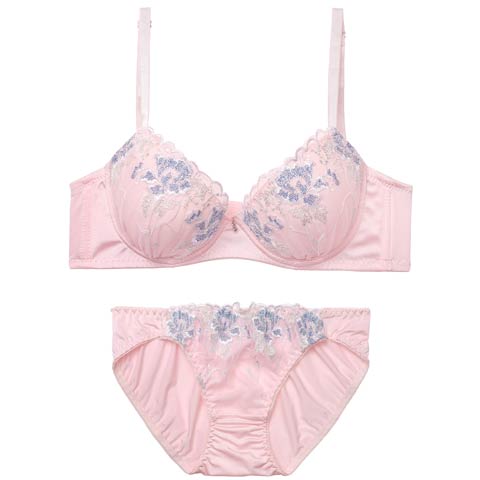 2/23新作!フェミニンフラワーブルーム育乳脇高ブラジャー&フルバックショーツ［激売れ］(ピンク-A70/ショーツM)