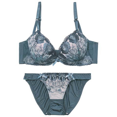 1/23新作!【EFサイズ】【三上悠亜着用】ローズチュールレース育乳脇高ブラジャー&フルバックショーツ[推し](グリーン-E65/ショーツM)