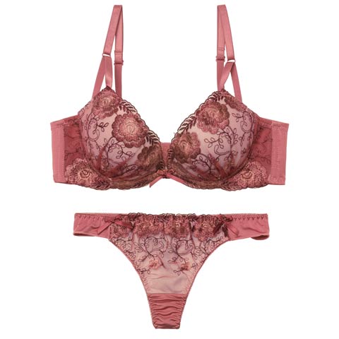 1/23新作!【EFサイズ】【Tバック】【三上悠亜着用】ローズチュールレース育乳脇高ブラジャー&Tバックショーツ[推し](ローズ-E65/ショーツM)
