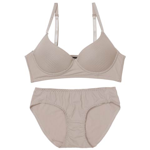 10/27新作!【ノンワイヤー】シンプルリブストレッチブラジャー&フルバックショーツ[推し][人気](モカ-M)
