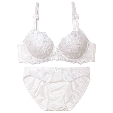 11/17新作!メロウパステルフルーロンブラジャー&フルバックショーツ[推し][人気](ホワイト-A70/ショーツM)