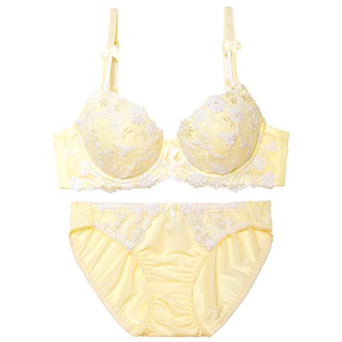 11/17新作!メロウパステルフルーロンブラジャー&フルバックショーツ[推し][人気](イエロー-A70/ショーツM)