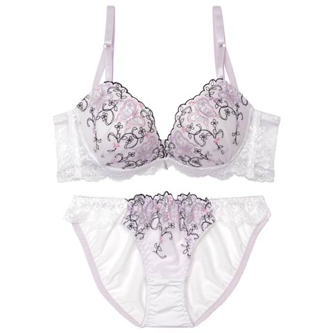 4/22新作!メロウフルールバタフライ育乳脇高ブラジャー&フルバックショーツ[推し][人気](ラベンダー-A65/ショーツM)