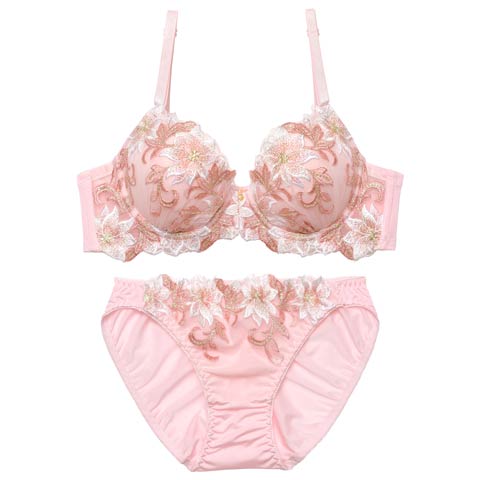 2/20新作!スウィートプレシャスフラワーブラジャー&フルバックショーツ[推し][人気](ピンク-A70/ショーツM)