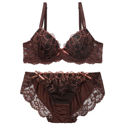 3/13新作!ガーリーハートフルールブラジャー&フルバックショーツ[推し][人気](ブラウン-A70/ショーツM)