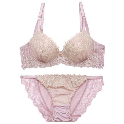 4/20新作!ノーブルシャンデリア育乳脇高ブラジャー&バック透けフルバックショーツ[推し][人気](ラベンダー-A70/ショーツM)