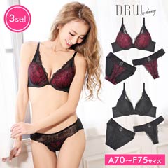 3点セット】カバーレーシィブラジャー＆フルバック＆Tバック