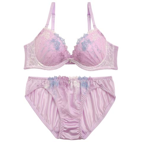 マルチカラードリーミーRoseブラジャー&フルバックショーツ(パープル-A70/ショーツM)