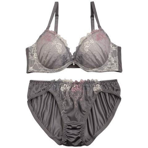 マルチカラードリーミーRoseブラジャー&フルバックショーツ(グレー-A70/ショーツM)