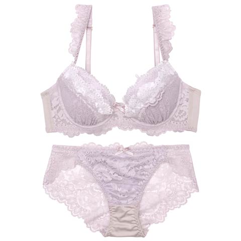フェミニンプティレースブラジャー&バック透けフルバックショーツ[推し][人気](グレージュ-A70/ショーツM)