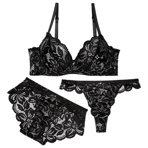 8/4新作!【3点セット】グロリアスレーシーブルーム育乳ブラジャー&バック透けフルバック&Tバックショーツ[推し](ブラック-A70/ショーツM)