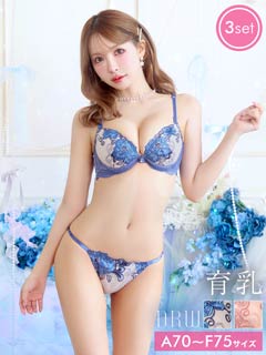 6/6新作!【3点セット】【三上悠亜着用】ローズブロッサムレース育乳脇高ブラジャー&バック透けフルバック&Tバックショーツ[推し]
