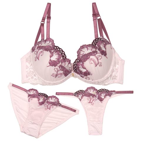 7/4新作!【3点セット】グレースシャインブルームブラジャー&フルバック&Tバックショーツ[推し](ピンク-A70/ショーツM)