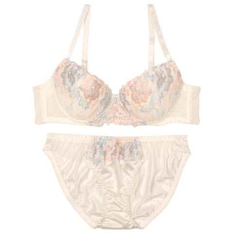 ダスティパステルフルールブラジャー&フルバックショーツ[推し][人気](アイボリー-A70/ショーツM)