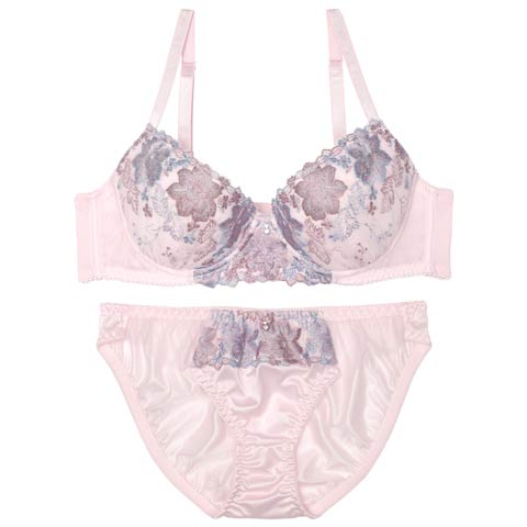 ダスティパステルフルールブラジャー&フルバックショーツ[推し][人気](ピンク-A70/ショーツM)