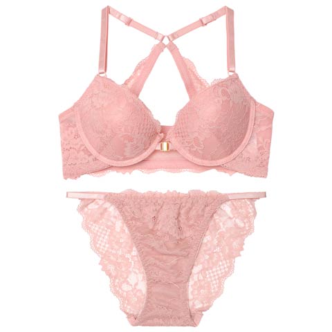 10/21再販!エレガントオールレーシィフロントホックブラジャー&バック透けフルバックショーツ[推し][人気](ピンク-A70/ショーツM)