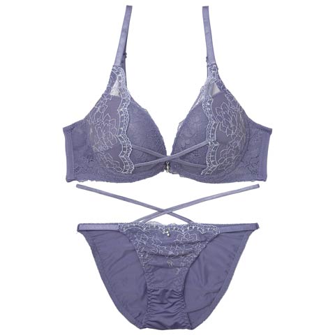 9/17新作!トゥインクルフラワークロスブラジャー&フルバックショーツ[推し][人気](ブルー-A70/ショーツM)