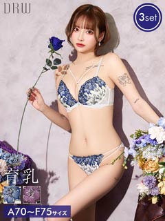 12/3新作!【3点セット】グロリアスブルームコード育乳脇高ブラジャー&フルバック&Tバックショーツ[推し]