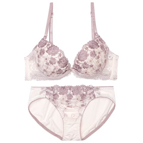 9/23再販!ダスティリボンブルーム育乳ブラジャー&フルバックショーツ[推し][人気](アイボリー-A70/ショーツM)