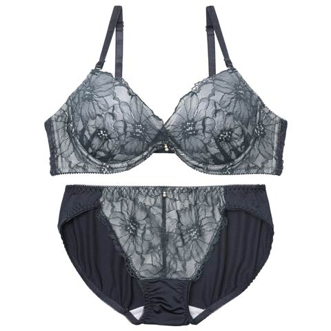 8/4新作!ブリリアントダスティカシュクールブラジャー&フルバックショーツ[推し][人気](グレー-A70/ショーツM)