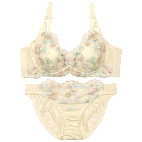 8/1新作!フェアリーピュアブルームブラジャー&フルバックショーツ[人気][推し](イエロー-A70/ショーツM)