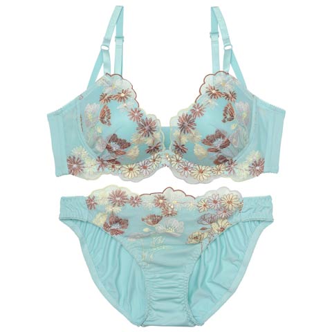 8/1新作!フェアリーピュアブルームブラジャー&フルバックショーツ[人気][推し](ミント-A70/ショーツM)